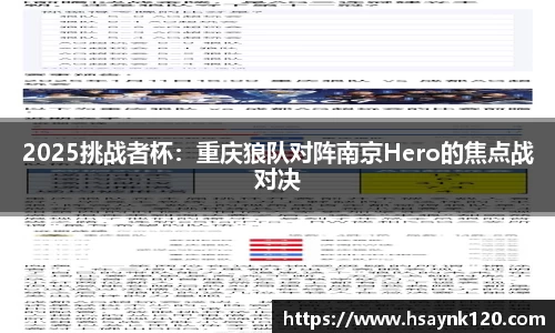 2025挑战者杯：重庆狼队对阵南京Hero的焦点战对决